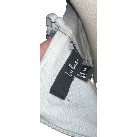 Lulus Always Turning Heads White Bustier Tulip Midi Dress Sz Medium Womens White - Picture 14 of 16